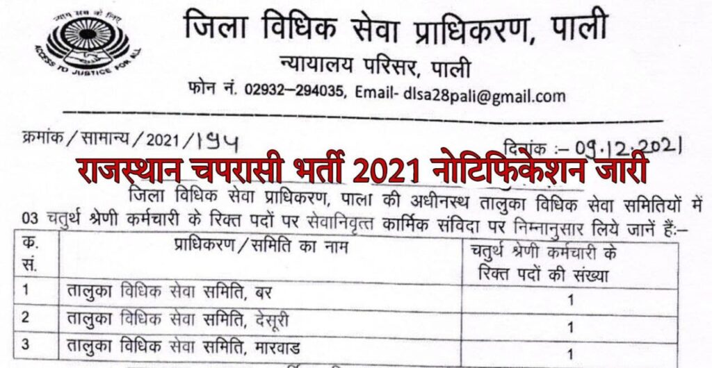 Rajasthan Peon Bharti 2021