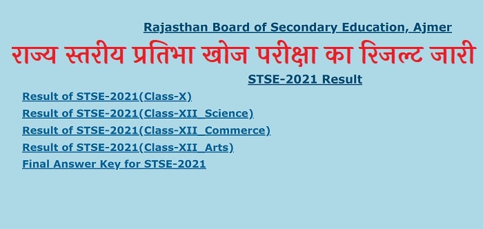 Rajasthan State Talent Search Exam Result 2022