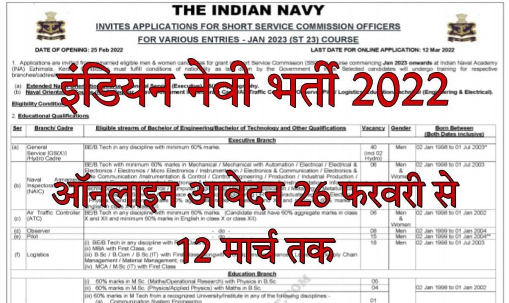 Indian Navy SSC Officer Recruitment 2022
