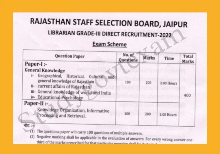 rajasthan-librarian-grade-3rd-syllabus-2022