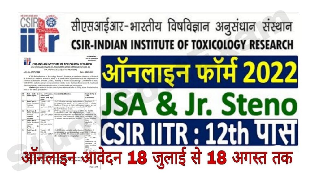 CSIR IITR Recruitment 2022