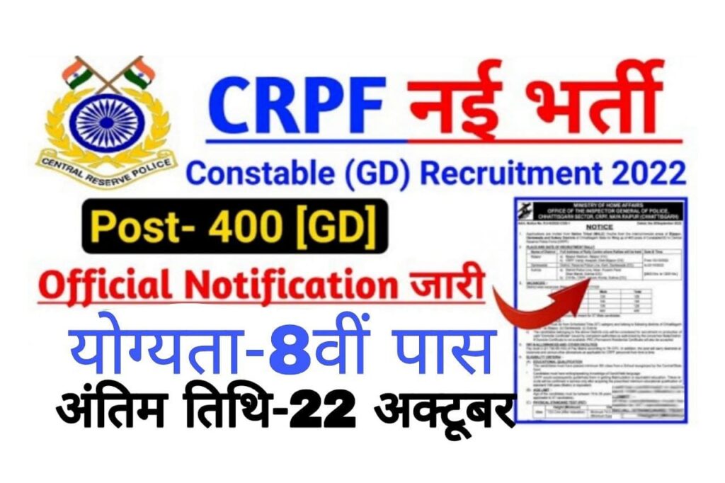 CRPF GD Constable Recruitment 2022