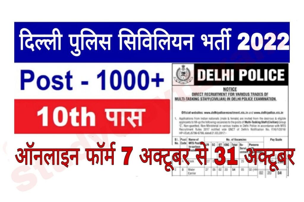 Delhi Police Clivilian Recruitment 2022