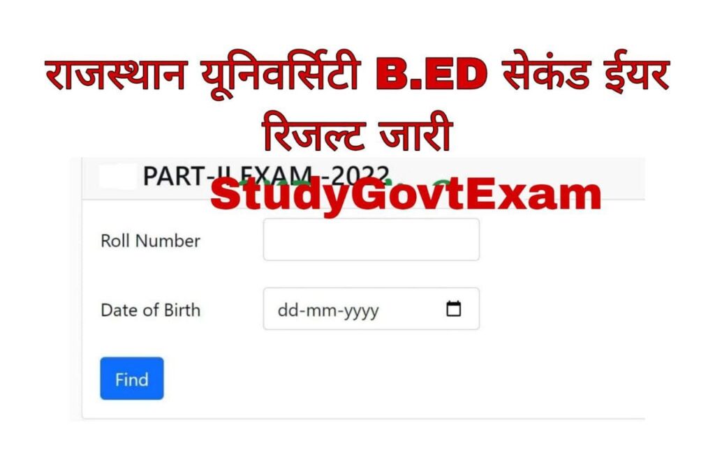 Rajasthan University BEd 2nd Year Result 2022