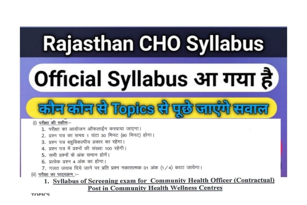 Rajasthan CHO Syllabus 2022