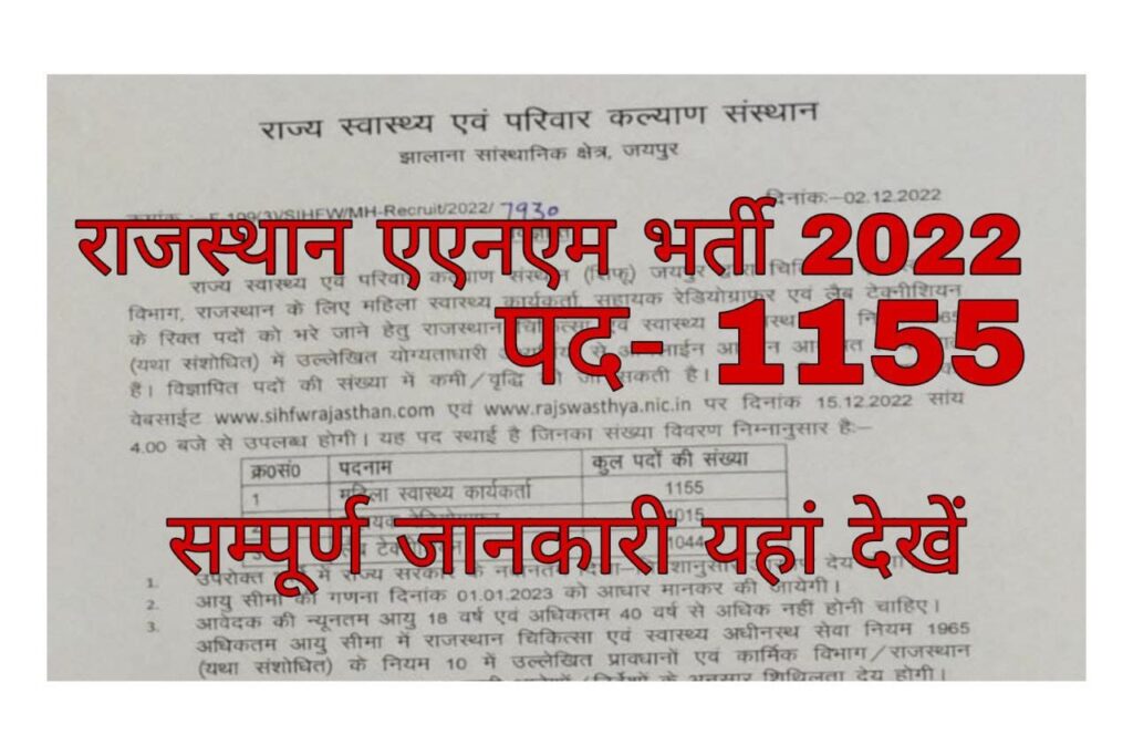 Rajasthan ANM Recruitment 2022