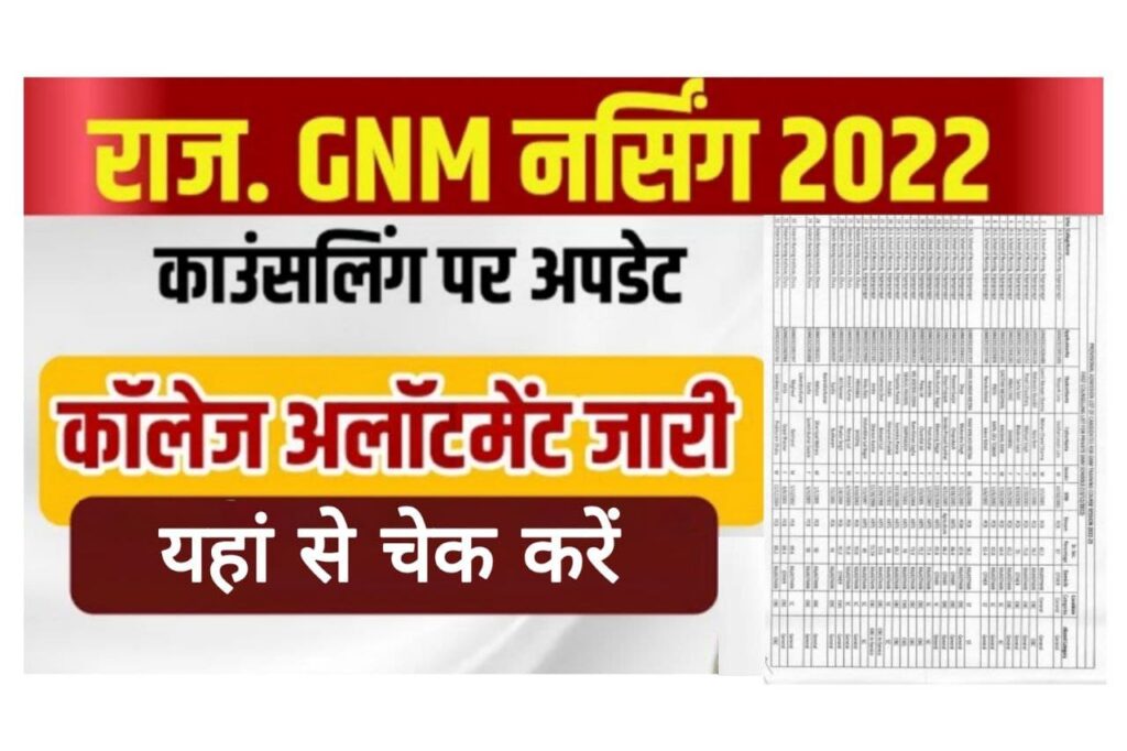 Rajasthan GNM College Allotment Letter 2022