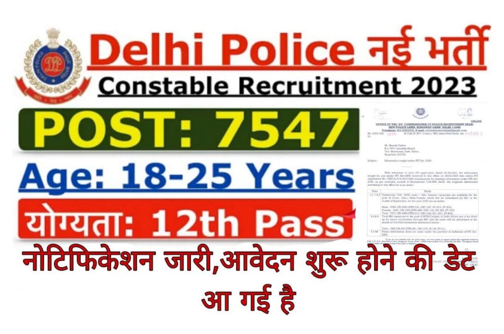 Delhi Police Constable Vacancy 2023
