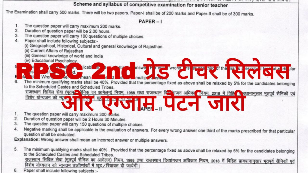 RPSC 2nd Grade Teacher Syllabus 2025