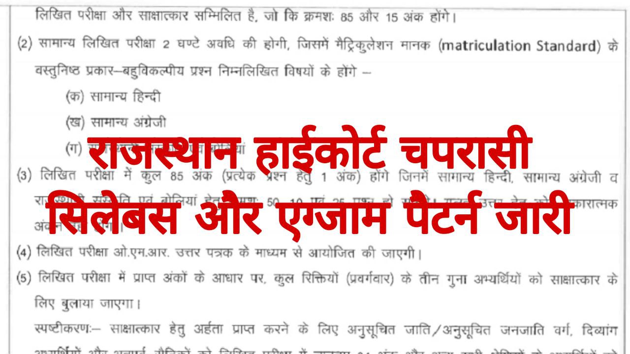 Rajasthan High Court Peon Syllabus Exam Pattern 2025